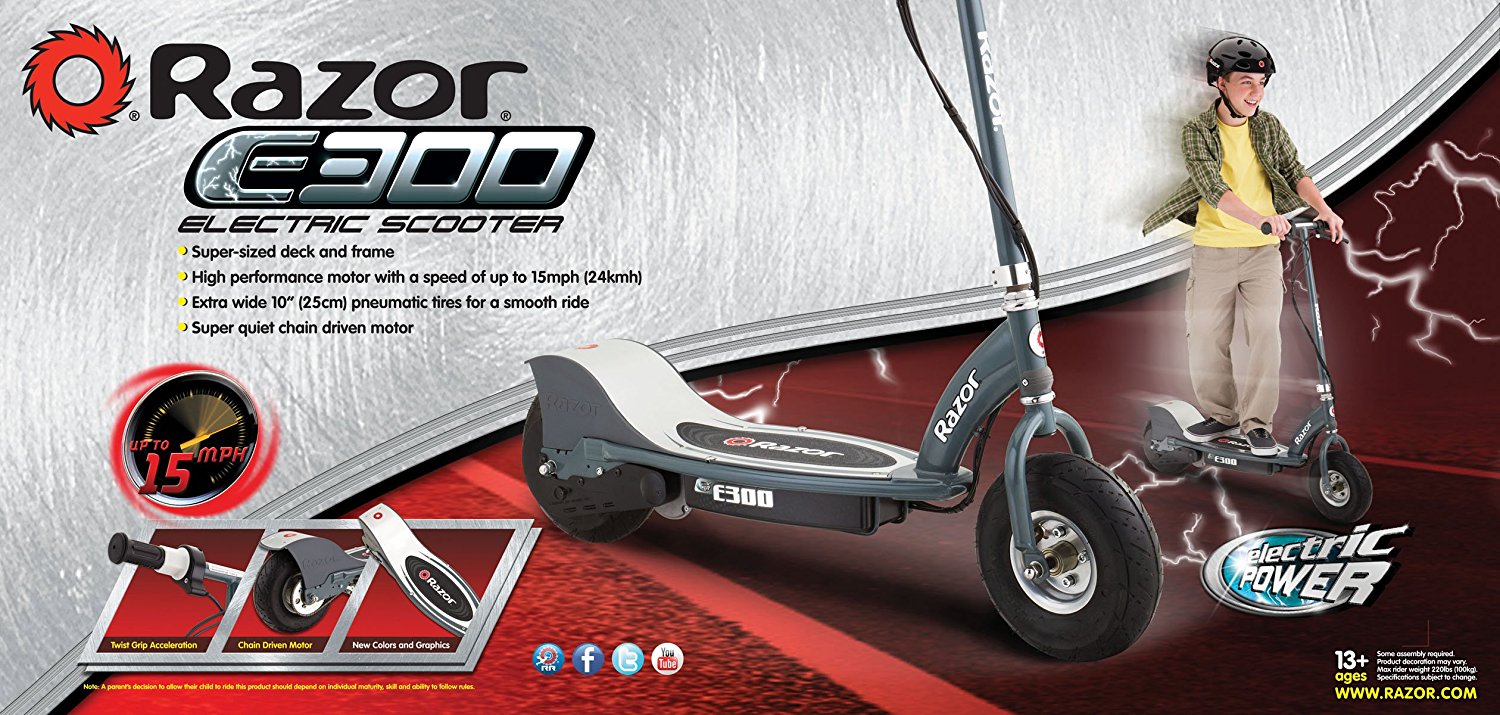 razor e300 electric 24 volt rechargeable motorized ride on kids scooter