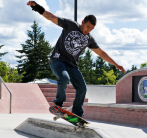 skateboarder on a goofy stance