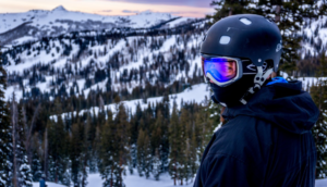 Woman skiing with complete gears