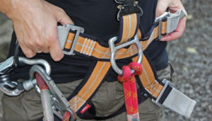 Man wearing harness