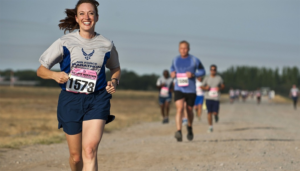 Woman running marathon