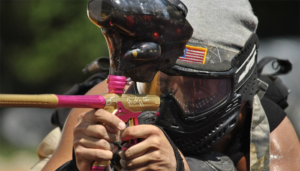 Man playing paintball game